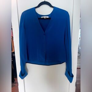 diane von furstenberg blue silk blouse size 4